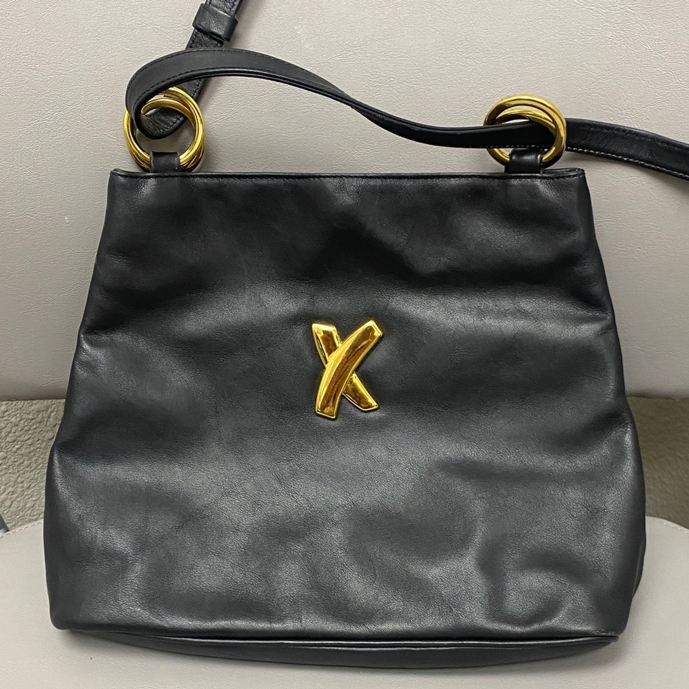 Paloma Picasso Black and Gold Shoulder Bag